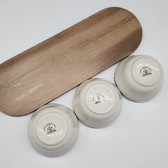 Homer Laughlin Impressions Sauce Bowls With Wooden Tray Serving Gravy - Picture 8 of 8